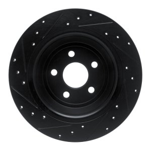 Ford Fusion Brake Rotor (1) - Rear Right - R1 Concepts - Drilled & Slotted - Black - `15-`24